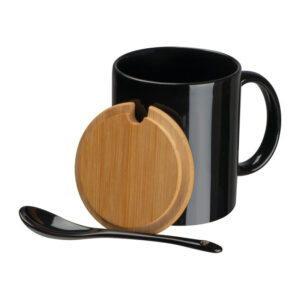 Alternative view of Ceașcă ceramică cu lingură și capac, 300 ml
